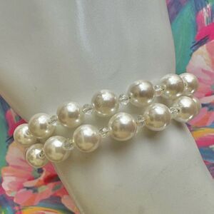 Faux pearl  and crystal double Strand bracelet